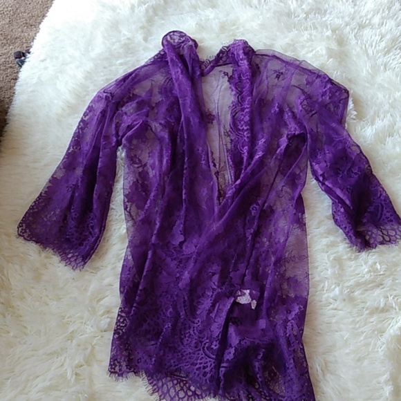 Intimates & Sleepwear Deep Purple Flower Lace Lingerie Cover Up
